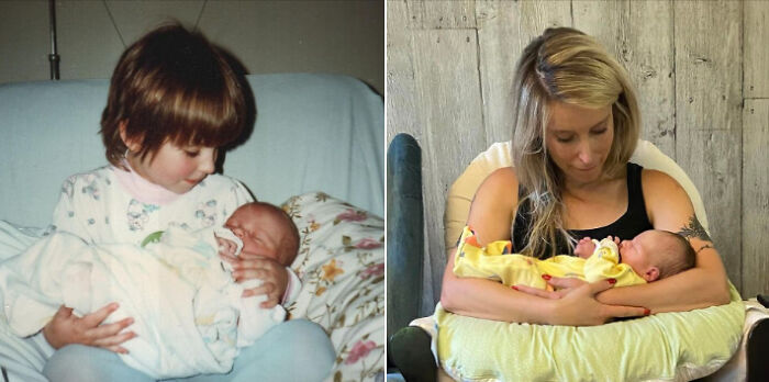 Me Holding My Brother In 1990, Me Holding His Son In 2022