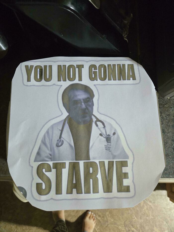 Funny meme of Dr. Now on a fridge to remind of husband quirks about eating