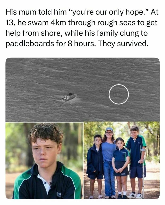 Fascinating stories of a young boy who swam to save his family from rough seas.
