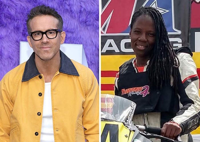 Ryan Reynolds and stuntwoman SJ Harris, referencing security fails on Hollywood sets.