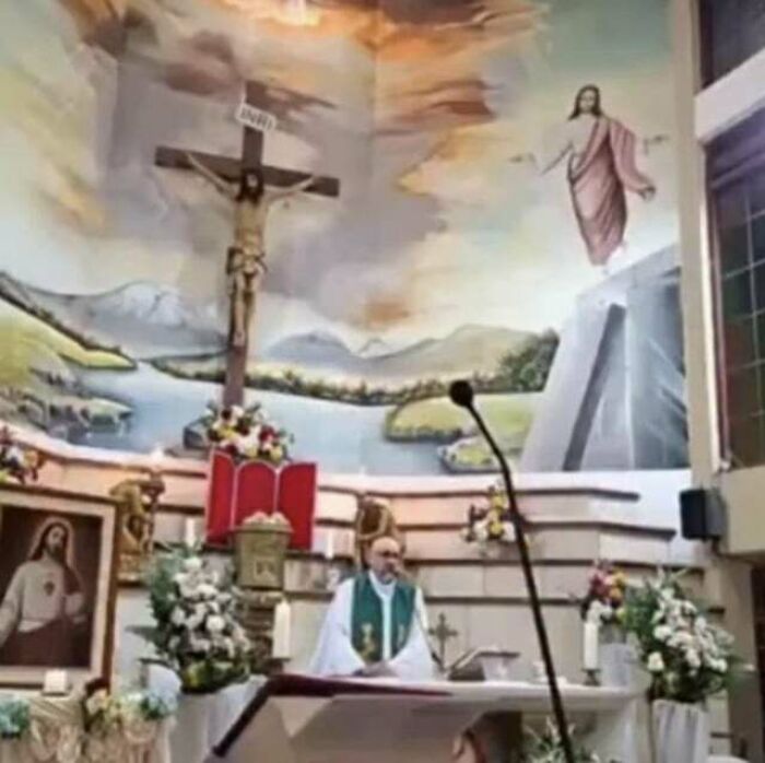 A priest during a church service, representing people captured in photos for the last time in their lives.
