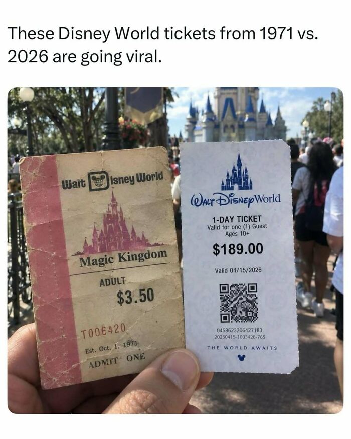 A side-by-side comparison of vintage and modern Disney tickets, showcasing fascinating stories from the web.