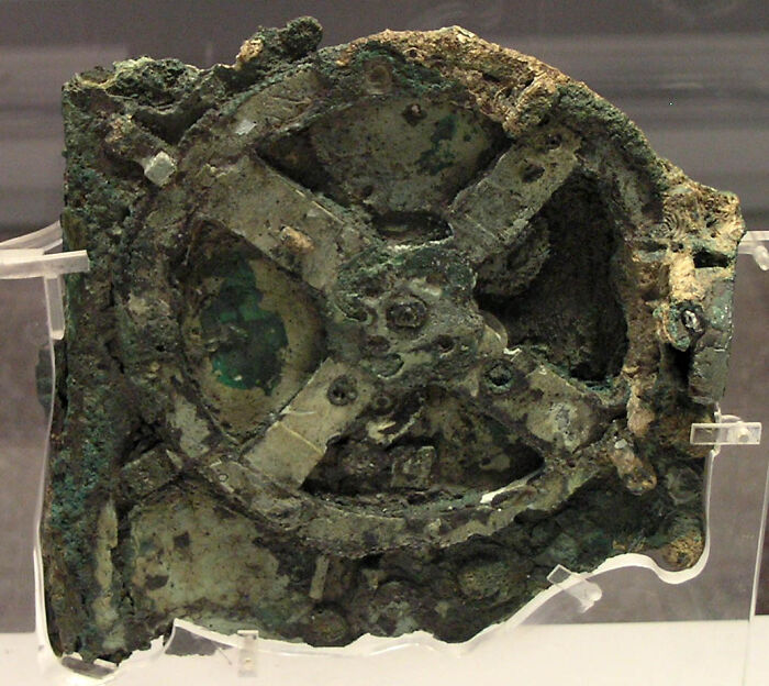 The ancient corroded Antikythera mechanism discovered at the bottom of the ocean