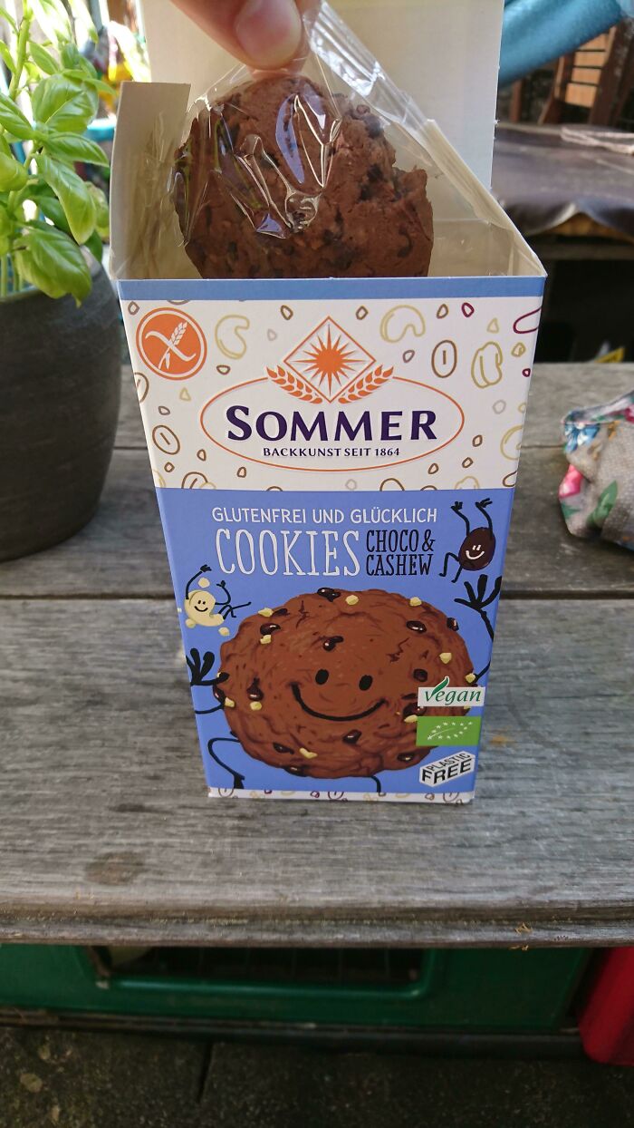 Overly tall cookie box with misleading empty space showing bad packaging fails