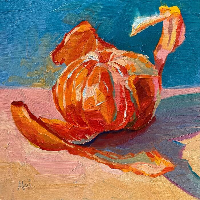 Vibrant still life tangerine peel Alai Paintings style